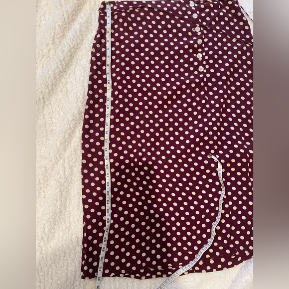 Rouje Gloria Burgundy Red Polka Dot Wrap Skirt 44 12 - Picture 8 of 8